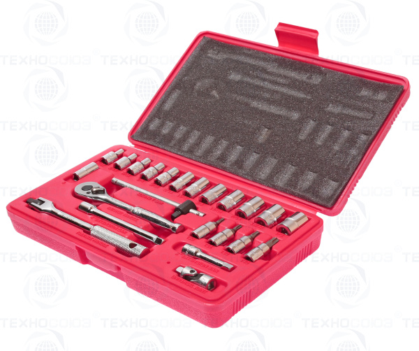 JTC-H223S Набор головок торцевых и насадок 1/4 6-ти гранных 5/32-1/2, Т20-Т40 (в кейсе) 23 предмета